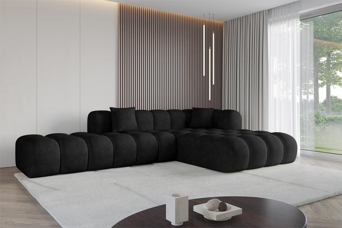 ECKSOFA Ottomane Rechts OLEA-L2 - 289x176x71 cm Schwarz - Schwarz, Holzwerkstoff/Kunststoff (289/176cm) - ALTDECOR