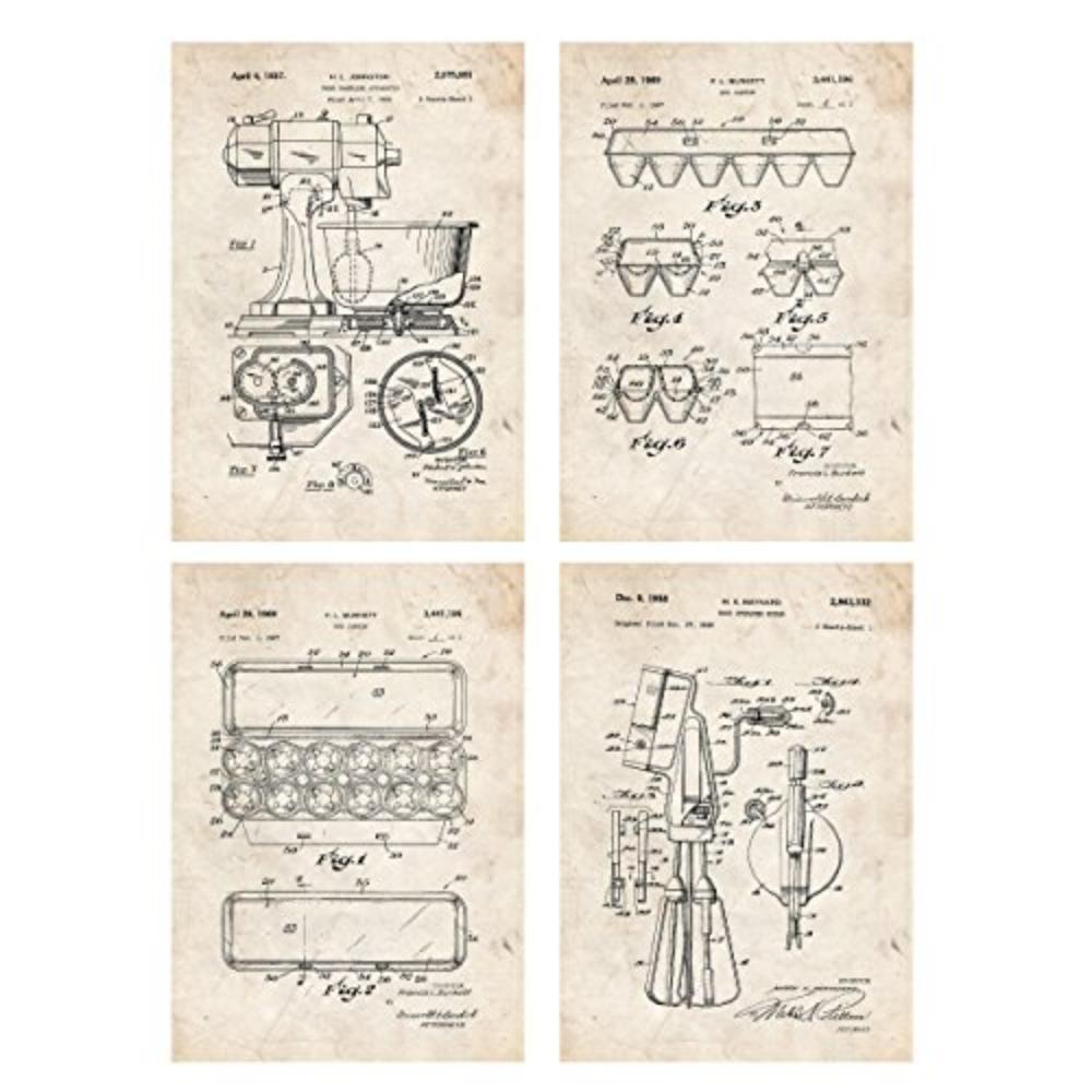 POSTER Set mit 4 Jahrgang Kochfertig Das Hügelset A4 Rahmenlos - Klar, Papier (29.7/3cm) - Nacnic