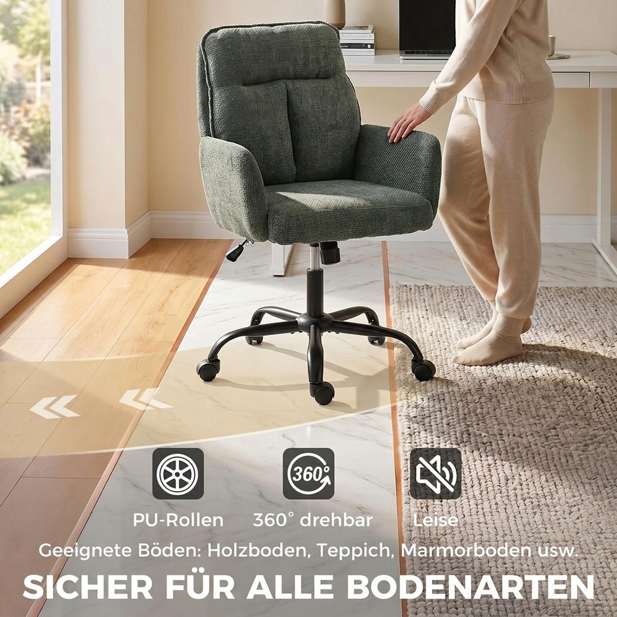 BÜROSTUHL Polyester Dunkelgrün - Dunkelgrün/Schwarz, Holzwerkstoff/Textil (67/103/72cm) - HOMCOM