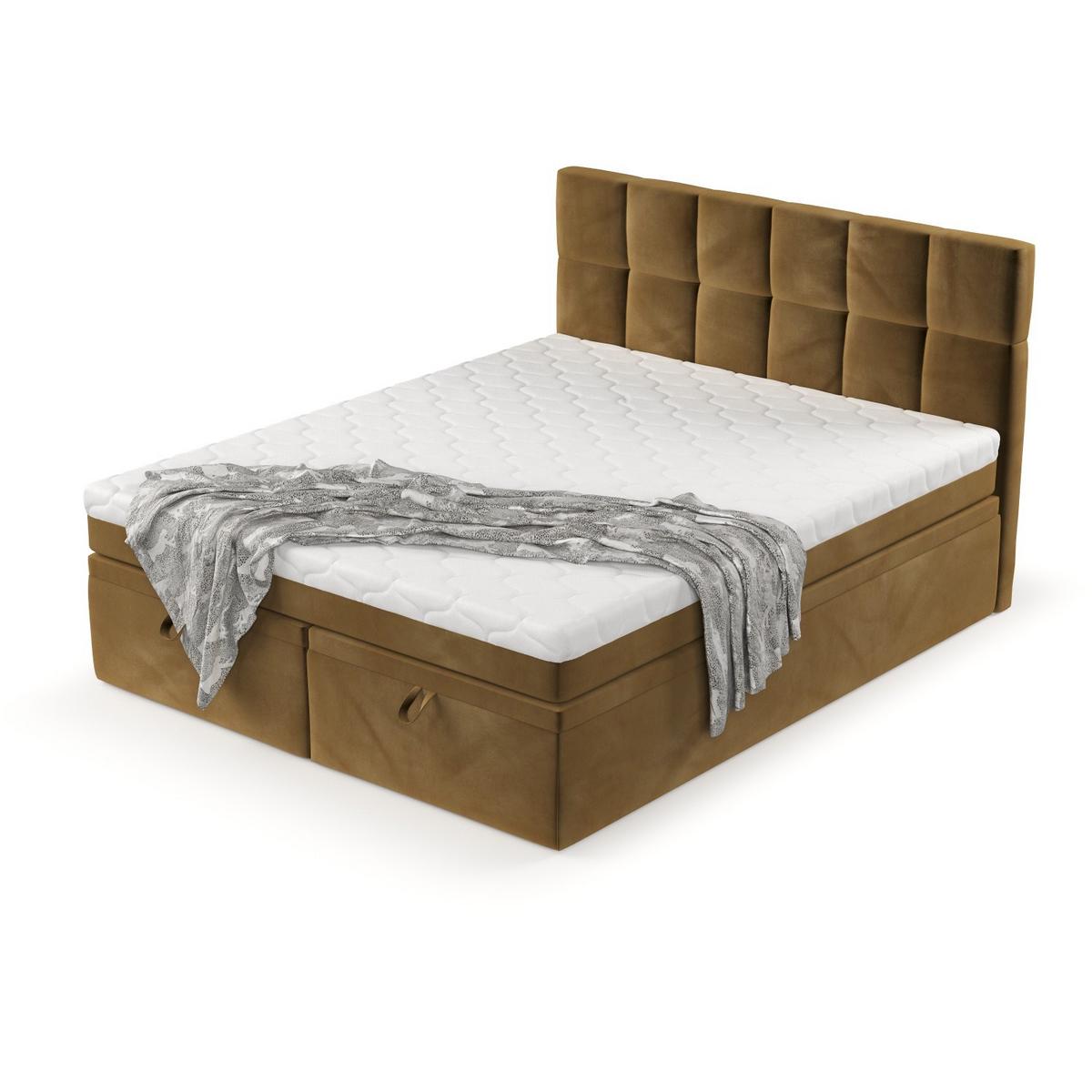 BOXBETT Elano 200/200 cm Honiggelb im Kronos Stoff - Schwarz/Honig, Holz/Holzwerkstoff (200/200cm) - AltaBeds
