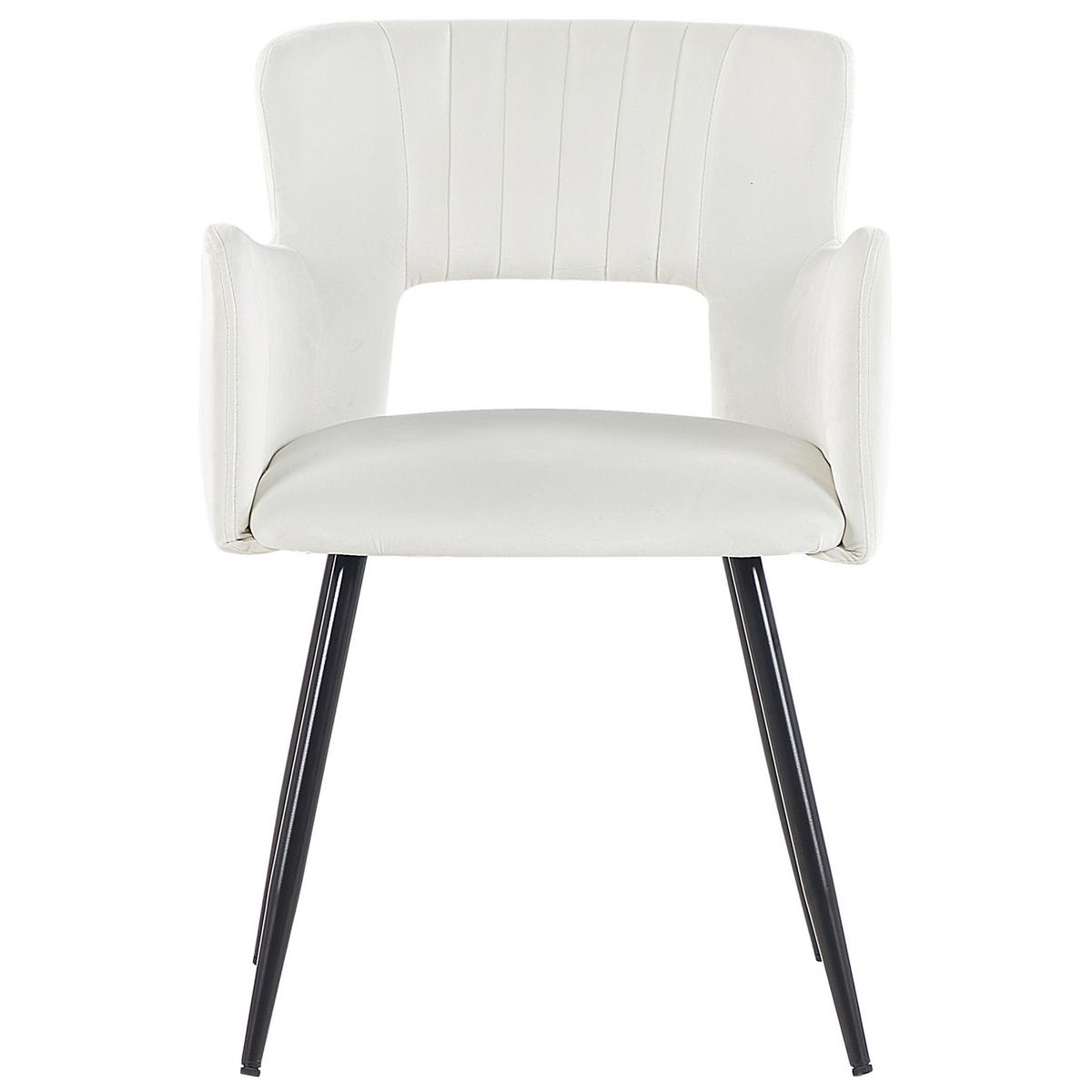 ESSZIMMERSTUHL 2er-Set Samtstoff Weiß Sanilac - Weiß, Textil/Metall (52/75/44cm) - Beliani