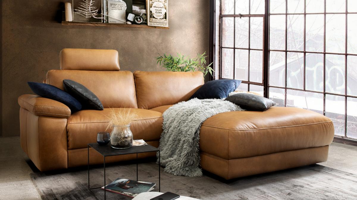 ECKSOFA MOTORISCHER RELAXFUNKTION LOLA Rotbraun Leder Relaxfunktion - Rotbraun/Cognac, Leder (233/178cm) - KAWOLA