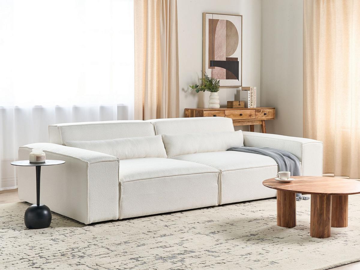 2-SITZER-SOFA Bouclé cremeweiß Hellnar - Weiß, Textil (262/70/126cm) - Beliani