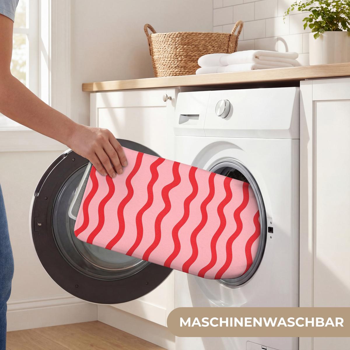 BADEMATTE Verspielt - Muster - Rot 60x120 cm - Rosa, Textil (60/120cm) - OnlyWow