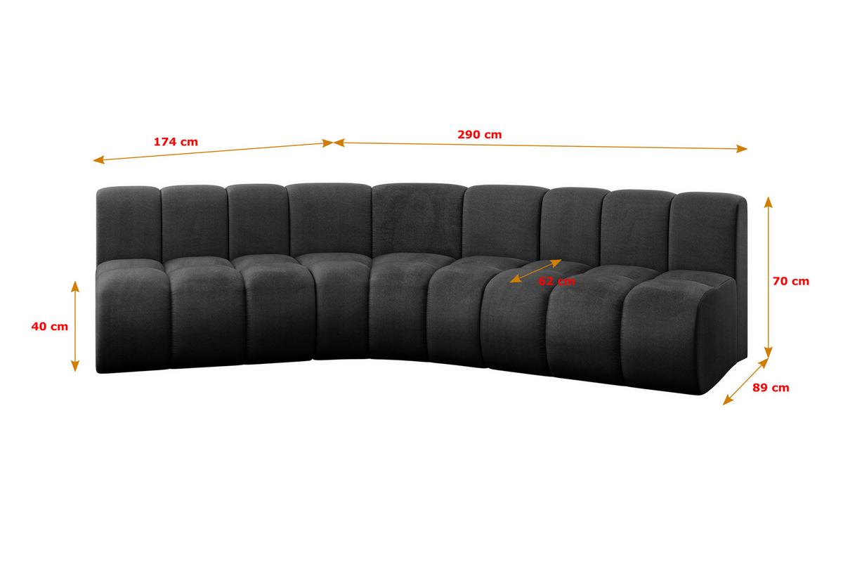 ECKSOFA modulares Sofa Montra-L1 - 290x174x70 cm Schwarz - Schwarz, Holzwerkstoff/Textil (290/174cm) - ALTDECOR