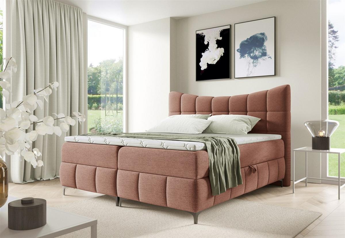 BOXBETT Charles In Freya - Rosa, Holzwerkstoff/Textil (140/200cm) - Fun Möbel