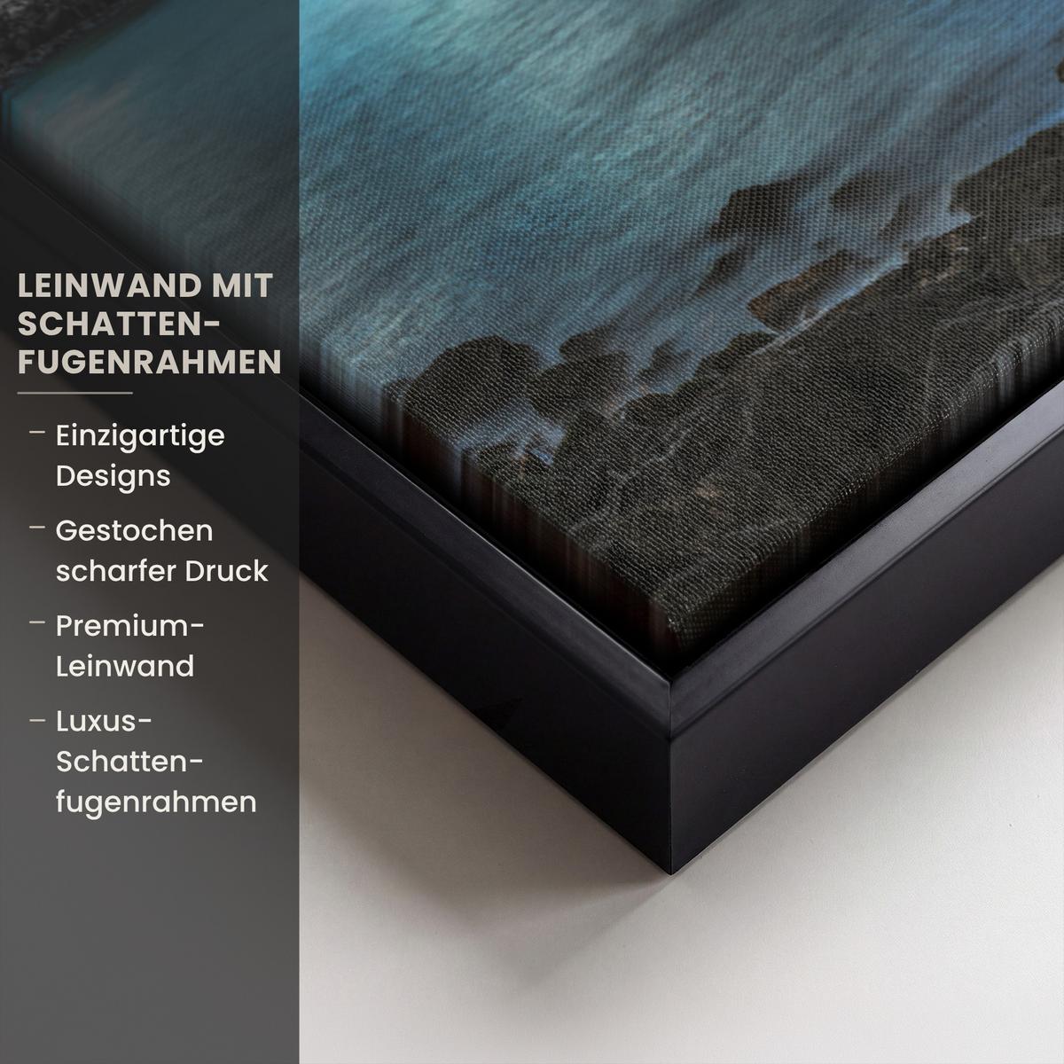 LEINWAND Bilder mit Rahmen - New York - Skyline - Stadt - Blau - 80x60 - Blaugrau, Textil (80/60cm) - MuchoWow