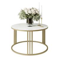 COUCHTISCH LORI GLASS mit goldfarbenem Fuß - Goldfarben/Weiß, Glas (70/70/47cm) - Lookway