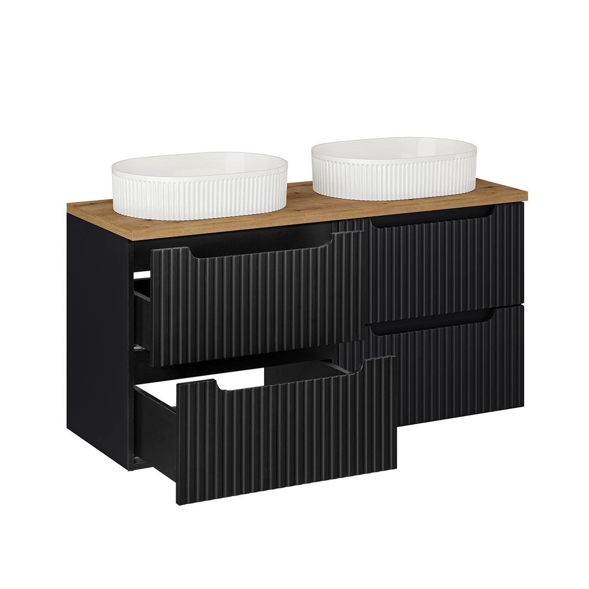 DOPPELWASCHTISCH 120.4cm Riva Schwarz und Holz - Schwarz, Holzwerkstoff (120.4/59/40cm) - Petits-meubles