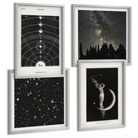 BILDER SET 4er Set - 50x50 cm & 40x60 cm Silberner Rahmen - Galaxie im Sonnensystem - Silberfarben, Kunststoff (50/50cm) - TULUP