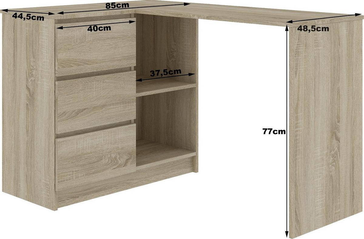 SCHREIBTISCH Eiche Sonoma, Weiß 77/124/85 - Weiß/Sonoma Eiche, Holzwerkstoff (124/85/77cm) - RAUMHIRSCH FURNITURE