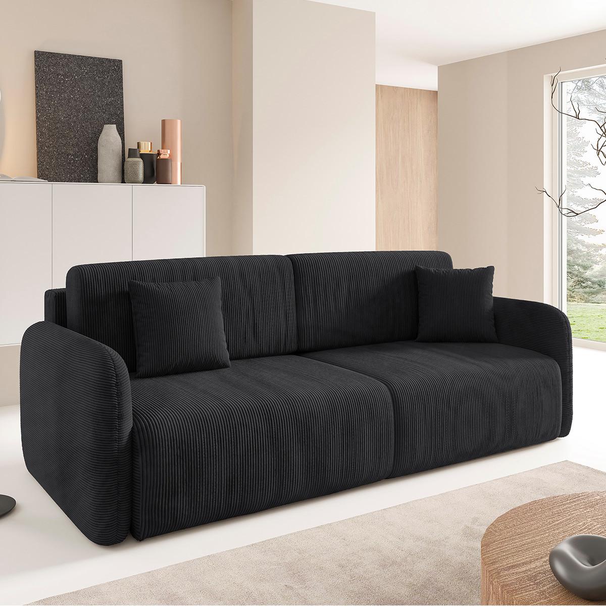 SOFA Dora 3 Sitzplätze Schwarz - Schwarz, Holz (233/92/110cm) - Petits-meubles
