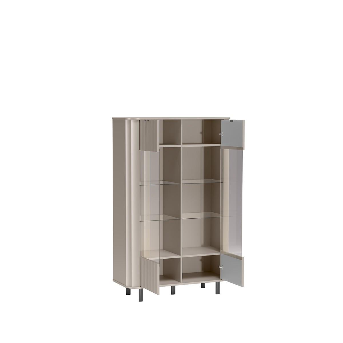 VITRINE MODERNO 200 / 98,3 cm in Beige - Beige, Holzwerkstoff (98.3/200/40.5cm) - MASSENO