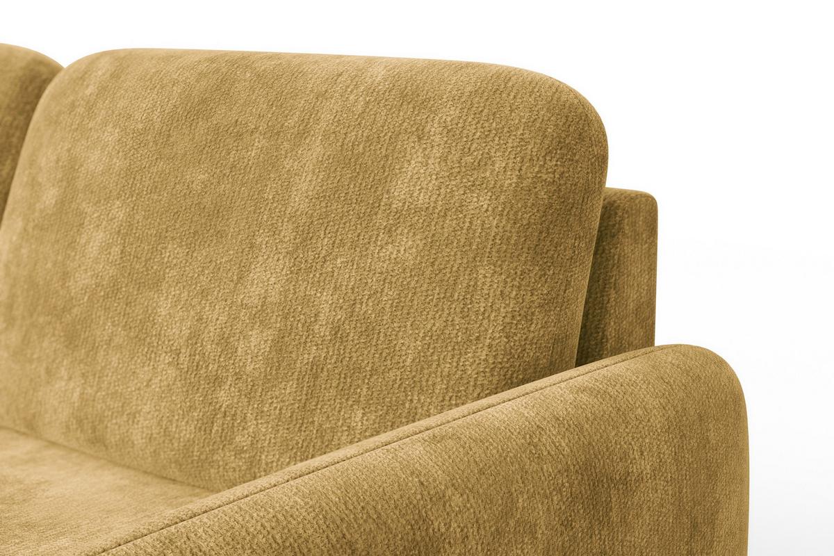 ECKSOFA FEBE 4-Sitzer LINKS, safranfarbener Chenille-Stoff - Gelb/Schwarz, Holz/Textil (264/157cm) - Wozimo