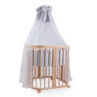 BABYBETT NATUR, 7in1 mit Matratze - Naturfarben/Grau, Holz (73/123cm) - waldin