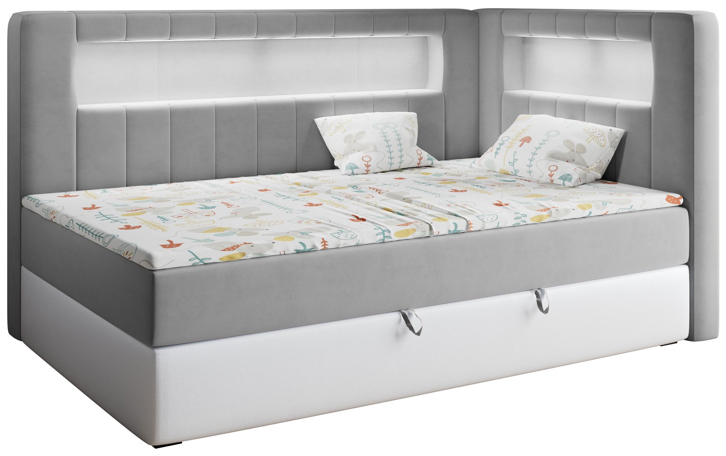 BOXSPRINGBETT JUNIOR GOLD 3 90/200 Grau/Weiß - rechte Seite - Weiß/Grau, Holz/Textil (90/200cm) - MKS