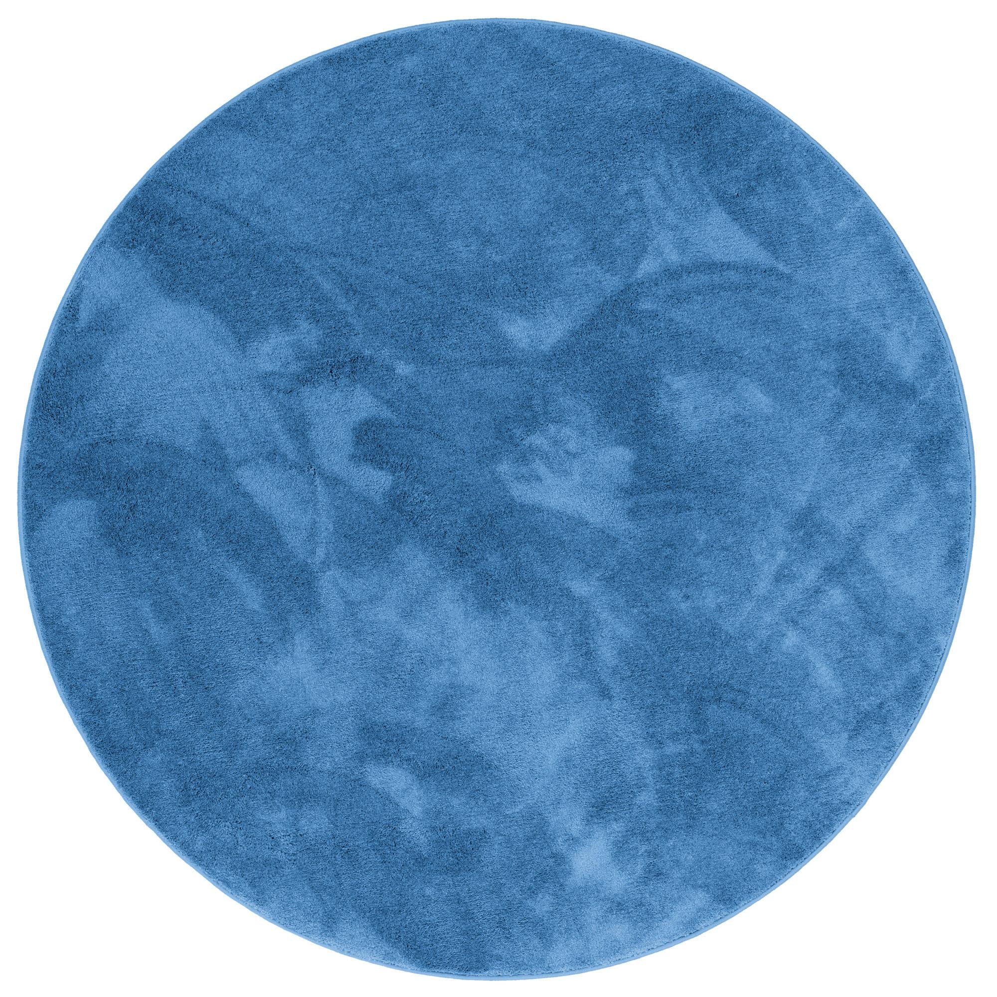LUXUS SUPER SOFT HOCHFLOR LANGFLOR TEPPICH DELUXE RUND - Blau, Textil (100/100cm) - Snapstyle