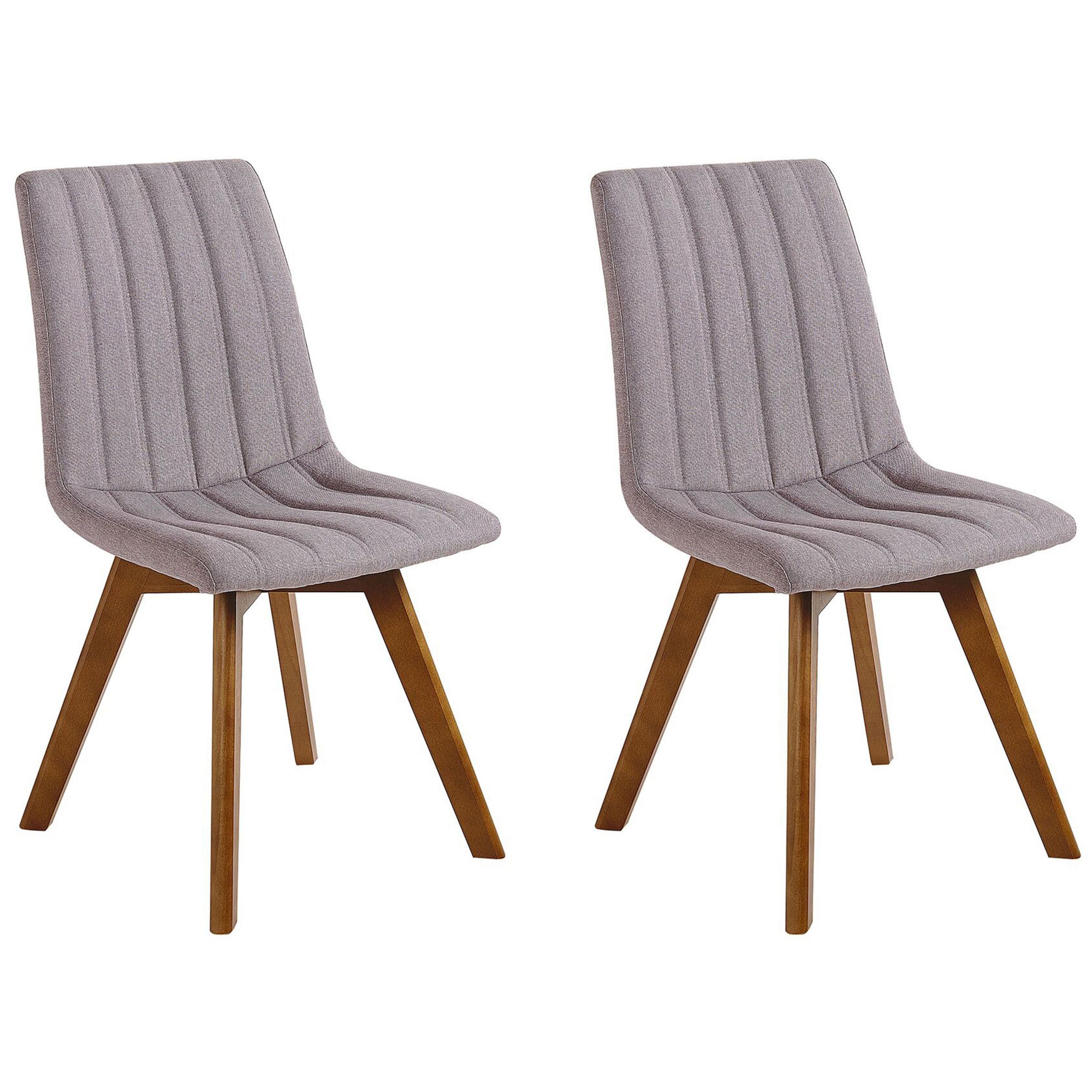 ESSZIMMERSTUHL 2er-Set Polsterbezug Grau Calgary - Grau, Holz/Textil (45/84/53cm) - Beliani