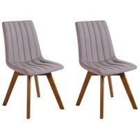 ESSZIMMERSTUHL 2er-Set Polsterbezug Grau Calgary - Grau, Holz/Textil (45/84/53cm) - Beliani