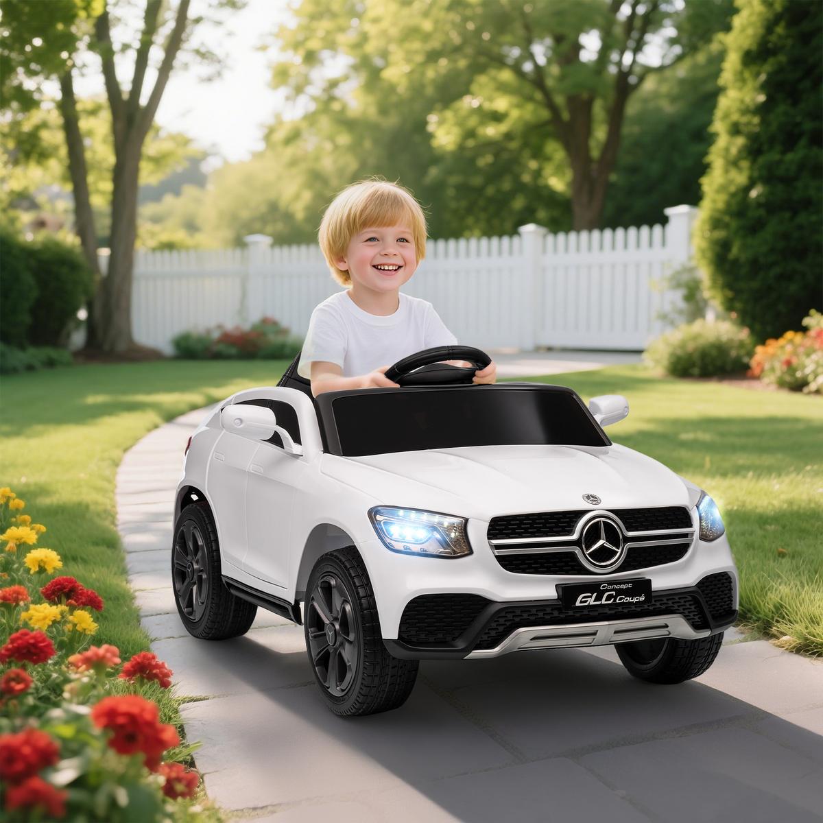 KINDER-ELEKTROAUTO Kunststoff Metall Weiß - Weiß, Kunststoff (105/68/50cm) - AIYAPLAY