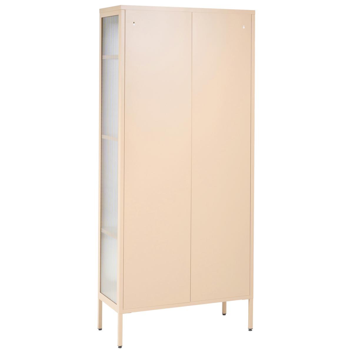 VITRINE mit Glastüren Metall 80 cm Beige Foxton - Beige, Metall (80/181/35cm) - Beliani