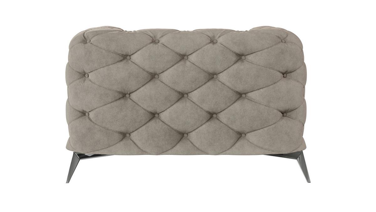 CHESTERFIELD-SESSEL Laura Dunkle Creme Samt - Silberfarben/Creme, Holz/Textil (125/75/100cm) - S-Style Möbel