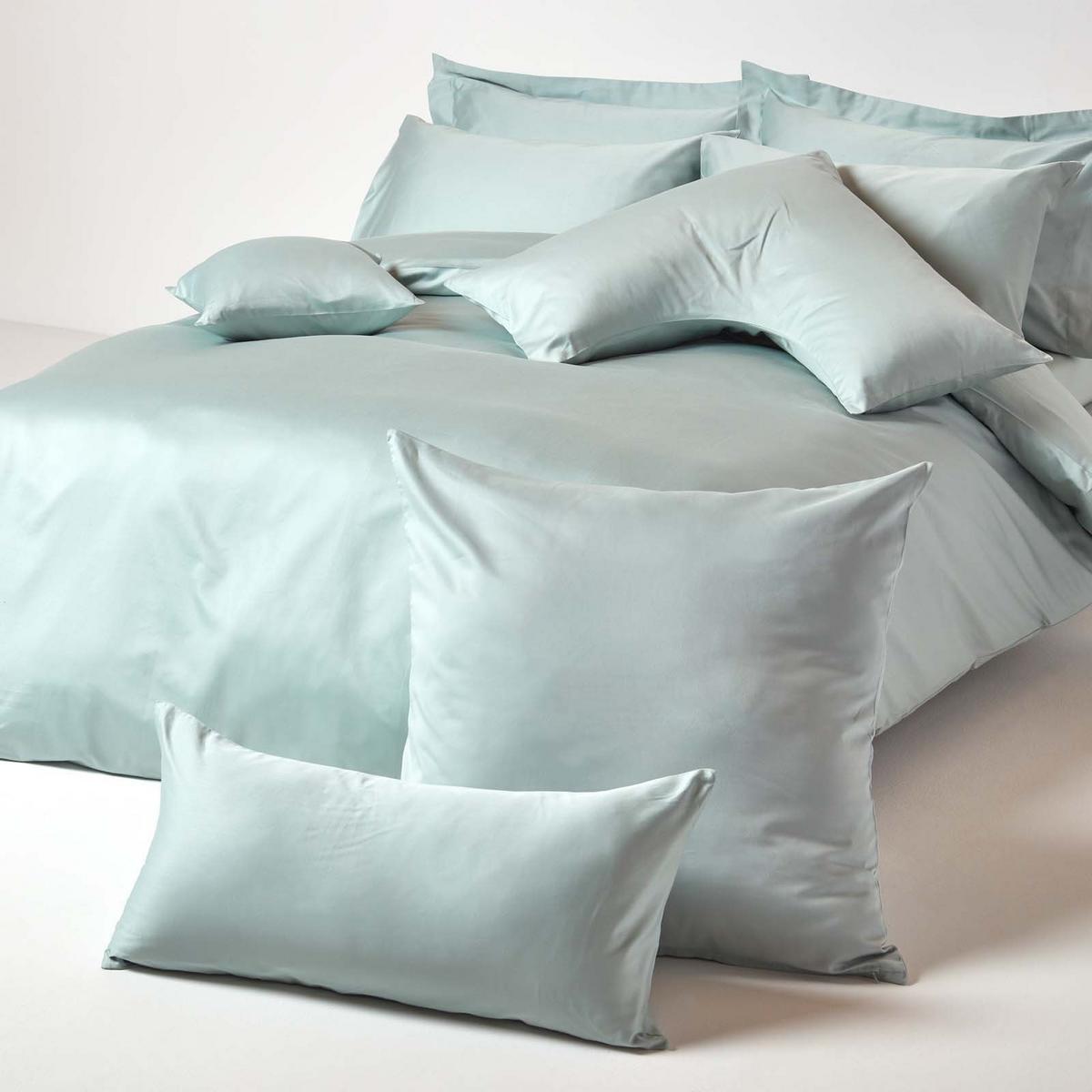 BIO-KISSENBEZUG Satin, Fadendichte 400 - Hellblau, Textil (48/74cm) - Homescapes