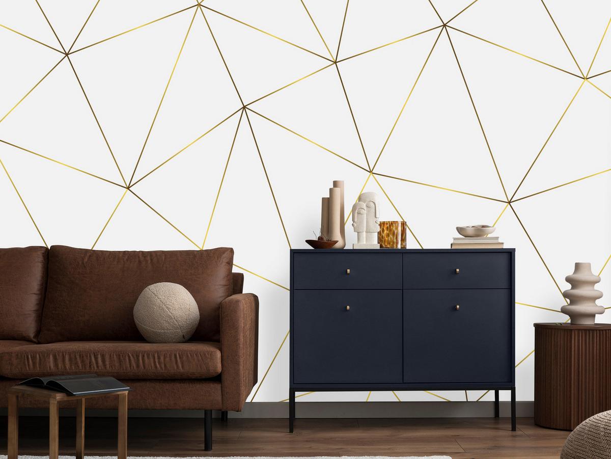 FOTOTAPETE Geometrische Abstraktion Glamour Stil 350x256 - Gelb/Beige, Papier (350/256cm) - Muralo