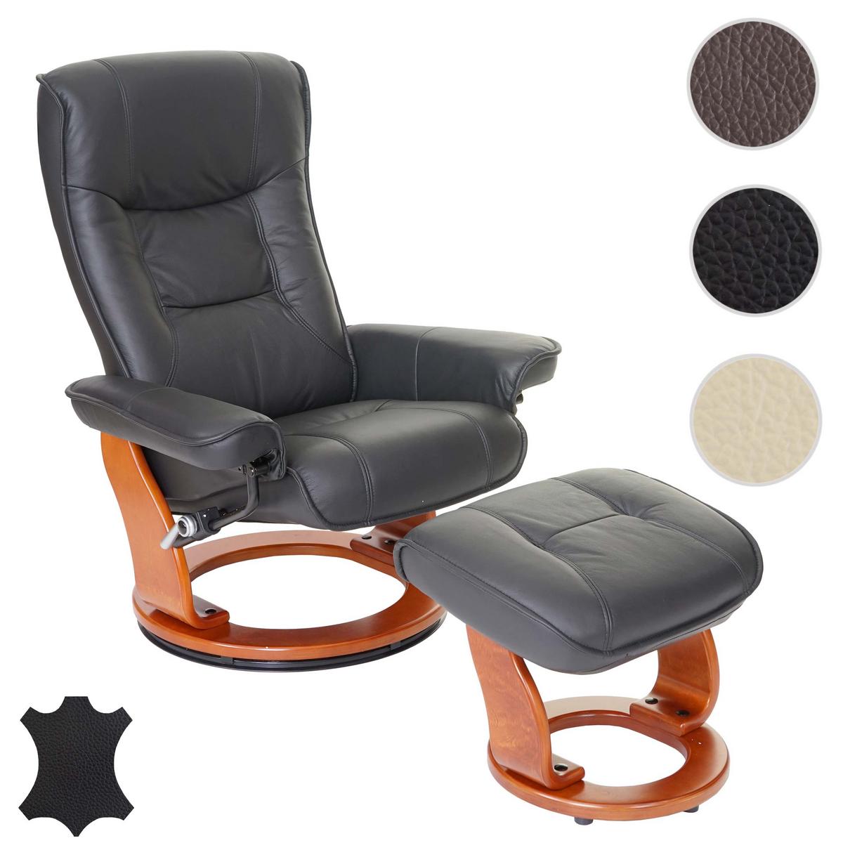 RELAXSESSEL Schwarz - Schwarz, Leder (86/105/82cm) - MCA