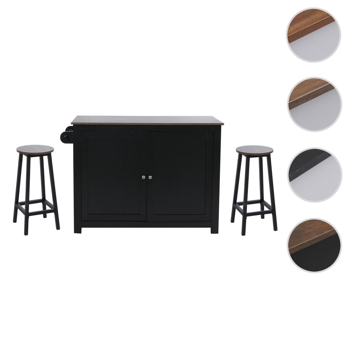 KÜCHENINSEL Schwarz, Braun - Schwarz/Braun, Holz (120/90/45cm) - MCW