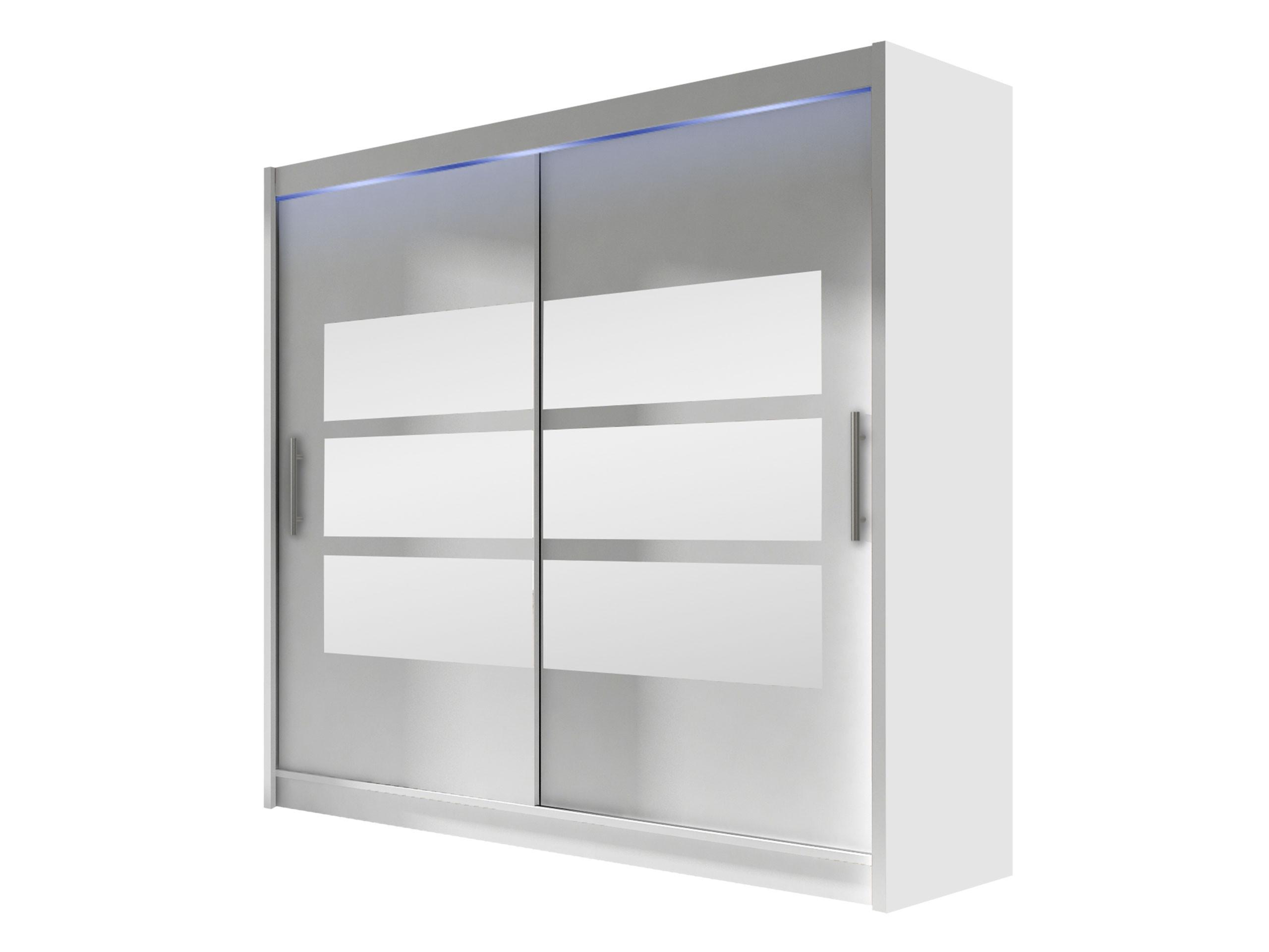 KLEIDERSCHRANK London III 180, mit RGB LED Beleuchtung - Silberfarben/Weiß, Holzwerkstoff/Kunststoff (180/215/58cm) - MIRJAN24