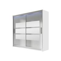 KLEIDERSCHRANK London III 180, mit RGB LED Beleuchtung - Silberfarben/Weiß, Holzwerkstoff/Kunststoff (180/215/58cm) - MIRJAN24