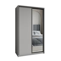SCHWEBETÜRENSCHRANK TAVI 120/205/60 cm 2-türig mit Spiegel Graphitfarben - Graphitfarben, Holzwerkstoff (120/205/60cm) - MASSENO