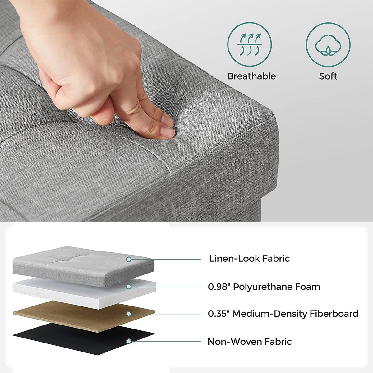 SITZBOX mit 2 Innenfächern - L110 cm - Grau, Holzwerkstoff (38/38/8cm) - Calicosy