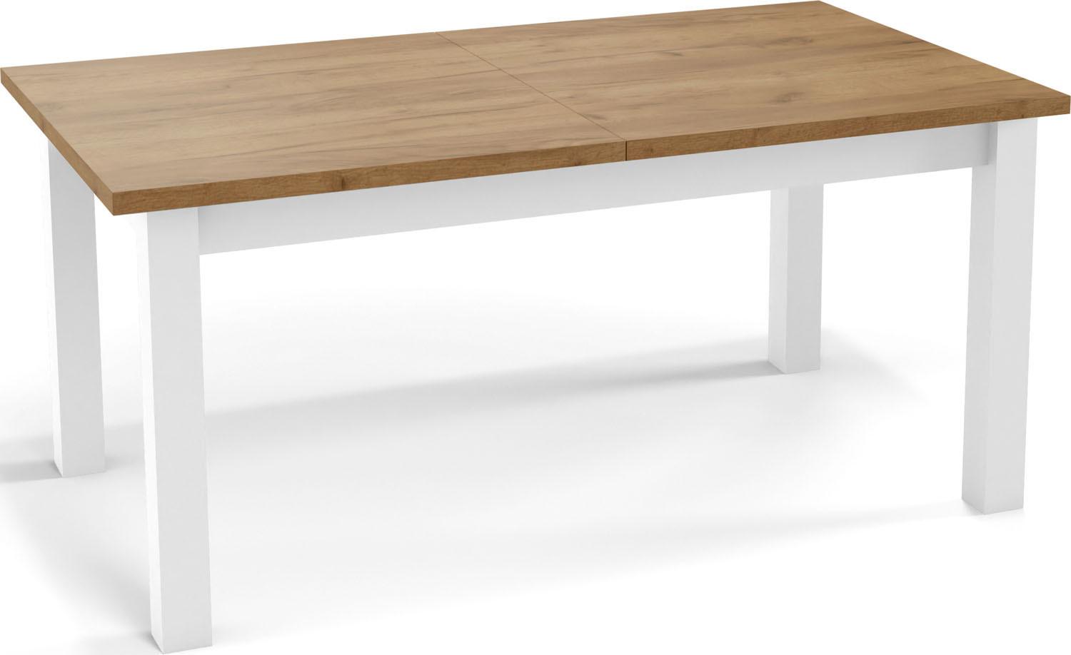ESSTISCH Molly rechteckig ausziehbar, Wotan Eiche 160-200/80/75 cm - Eiche Wotan/Weiß, Holz/Holzwerkstoff (80/200/75cm) - WFL GROUP