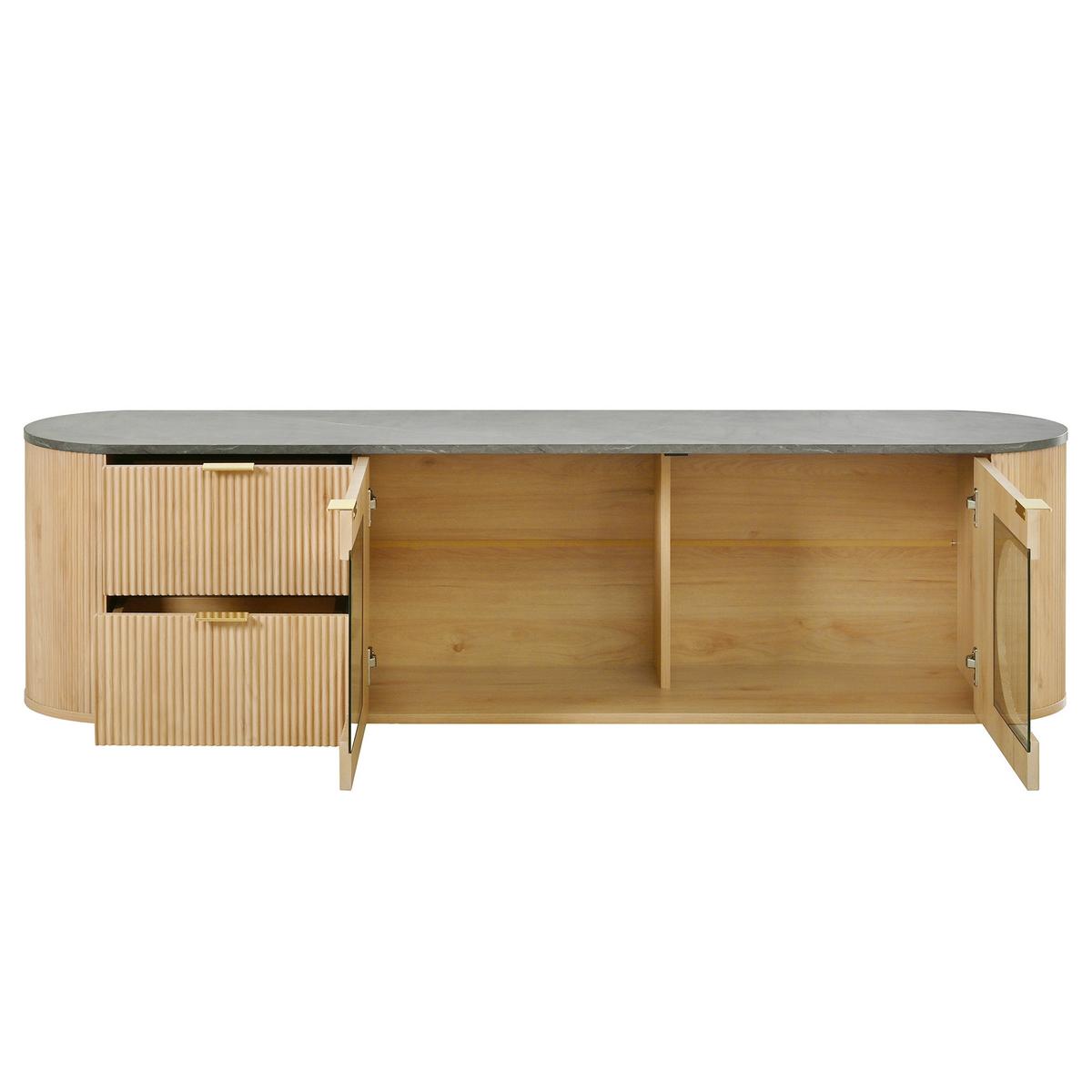 TV LOWBOARD holzoptik glas modern 172cm design - Naturfarben, Holzwerkstoff (172/45.5/38cm) - Urban Meuble