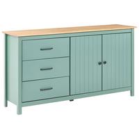 SIDEBOARD mit 2 Türen Kiefernholz Grün Leonora - Hellbraun/Braun, Holz (150/80/40cm) - Beliani
