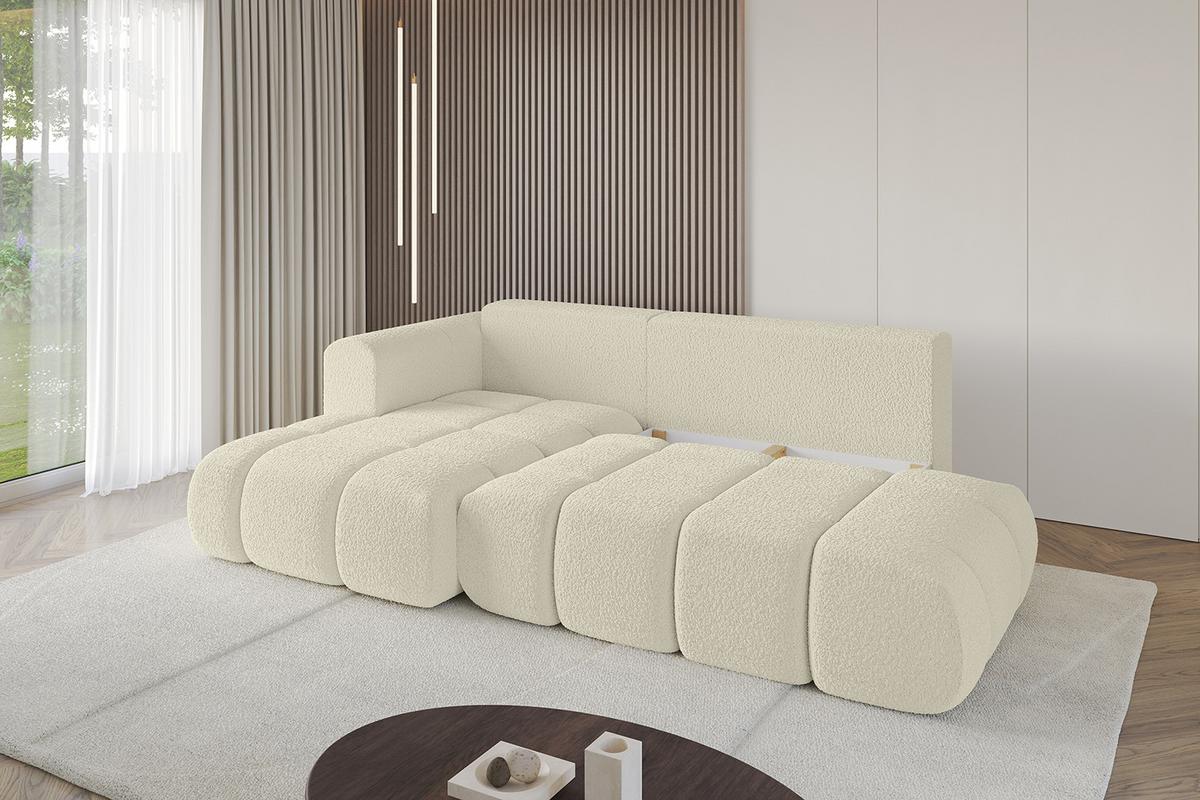 ECKSOFA Ottomane Links CLOUD-L-v1 280x185x90 Beige Bouclé - Beige, Holzwerkstoff/Kunststoff (180/289cm) - ALTDECOR