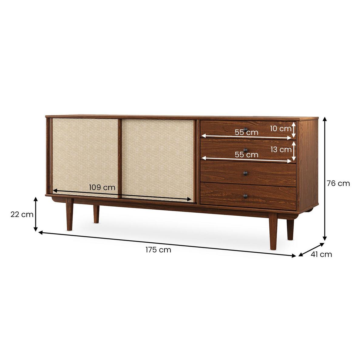 SIDEBOARD SIMONA Kastanie - Kastanienfarben, Holz (175/76/41cm) - IDIMEX