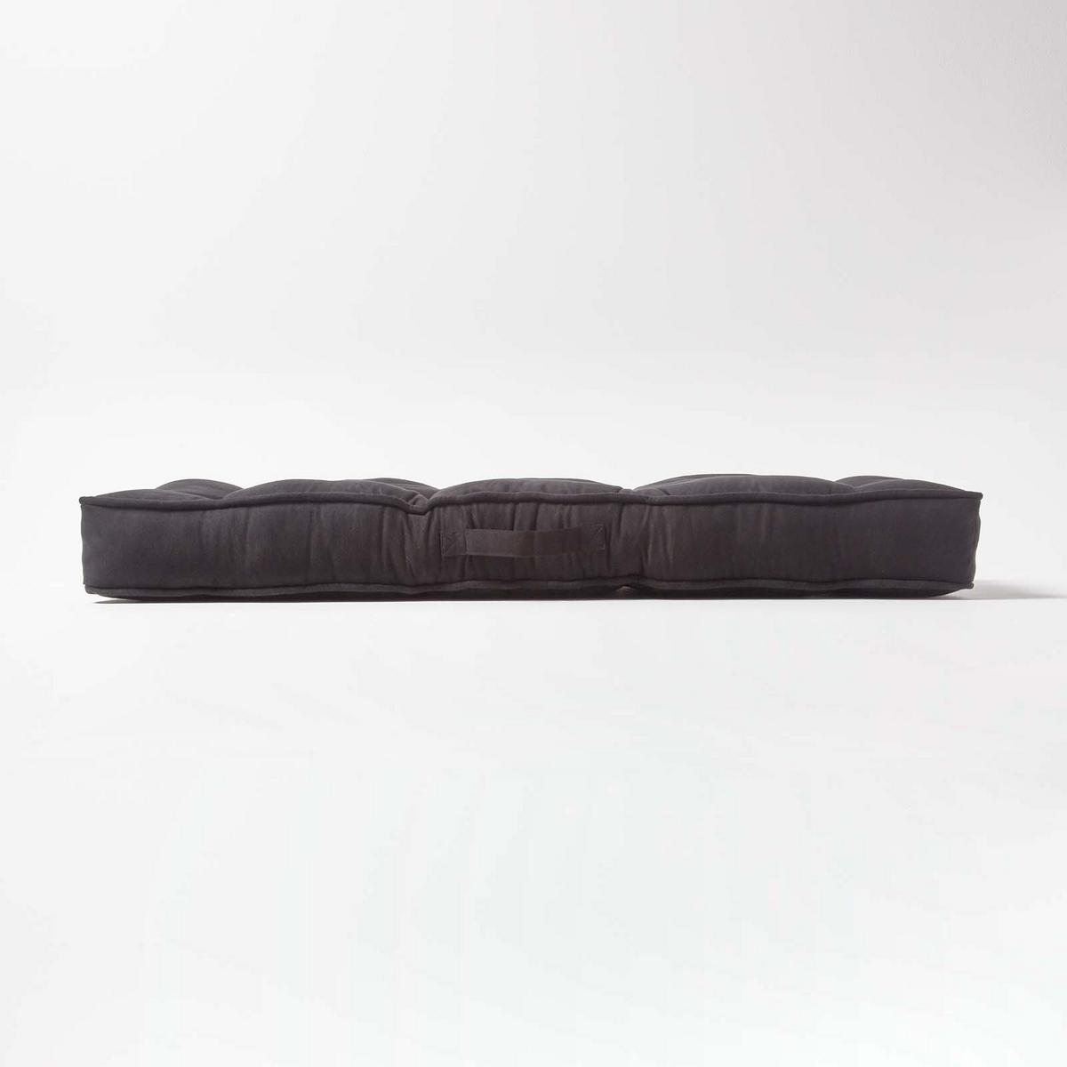 SITZAUFLAGE schwarz 100/48/10 cm – Sofa-Sitzkissen, Velours - Schwarz, Textil (48/100/10cm) - Homescapes