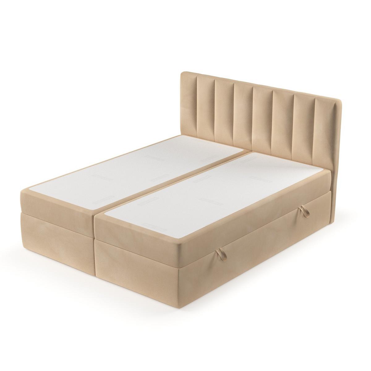 BOXBETT Bari 200/200 cm Beige im Kronos Stoff - Beige, Holz/Holzwerkstoff (200/200cm) - AltaBeds