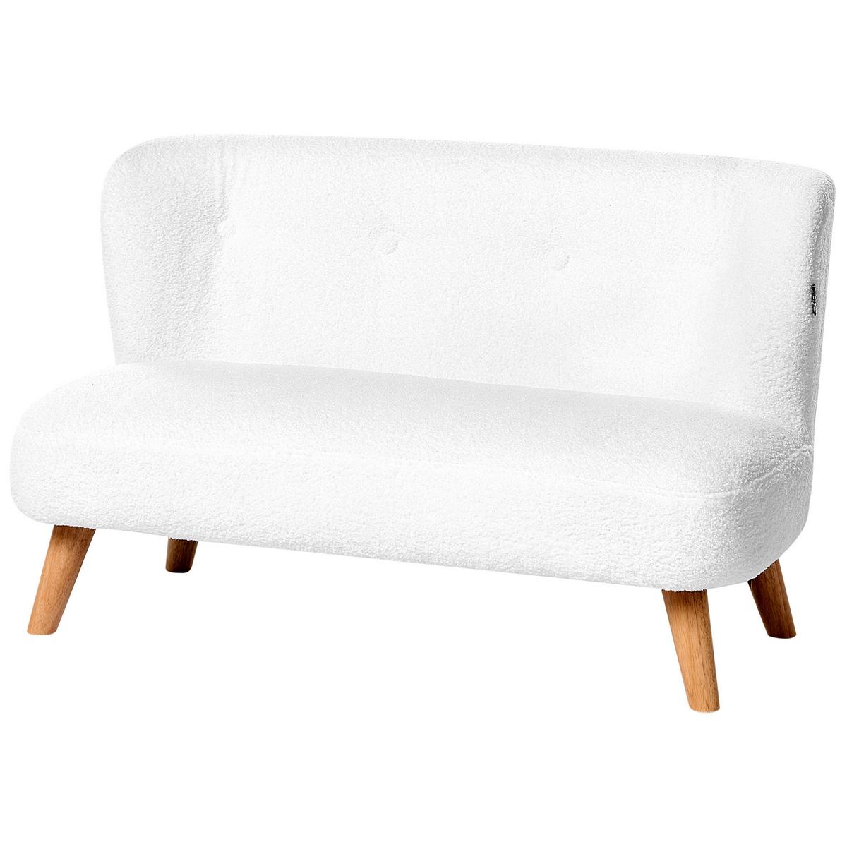 KINDERSOFA Bouclé Weiß Lote - Hellbraun/Weiß, Textil (94/59/57cm) - Beliani