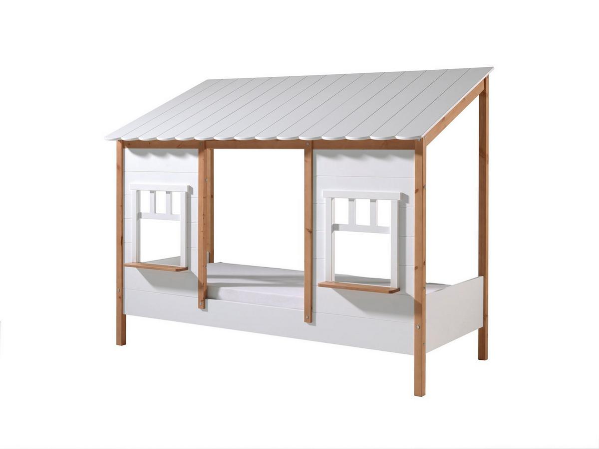 LANDHAUSBETT Kamilah 214x174x105 aus Massivholz+MDF in Oak/Weiß - Weiß, Holz (90/200cm) - 58aufmkessel