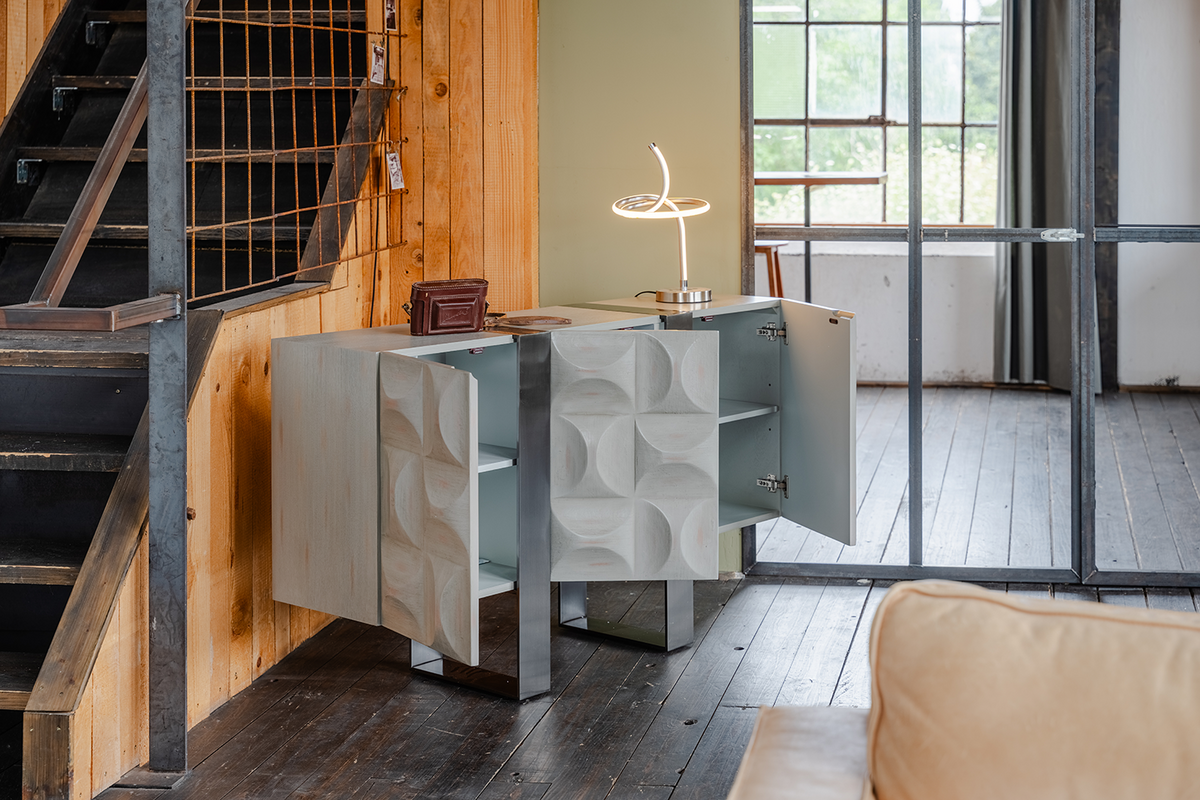 SIDEBOARD MARGO Grau Holz, Metall - Grau, Holzwerkstoff/Metall (140/85/40cm) - KAWOLA