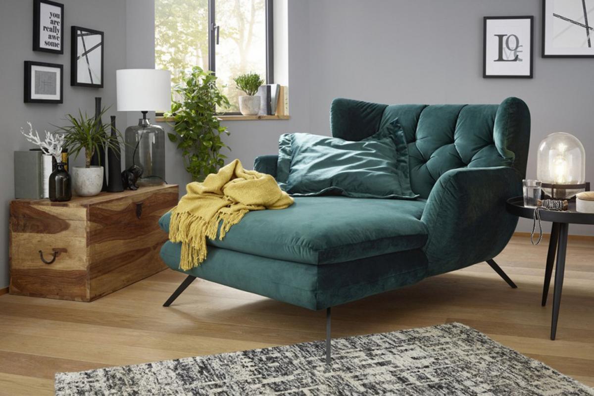 LONGSEAT CHAMRE Smaragdgrün Velvet - Smaragdgrün/Schwarz, Textil/Metall (130/95/160cm) - KAWOLA