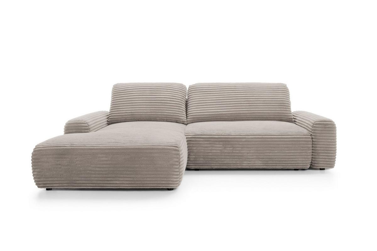 ECKSOFA OSSO Braun Velours-Stoff mit Schlaffunktion - Braun, Holz (264/162cm) - MASSENO