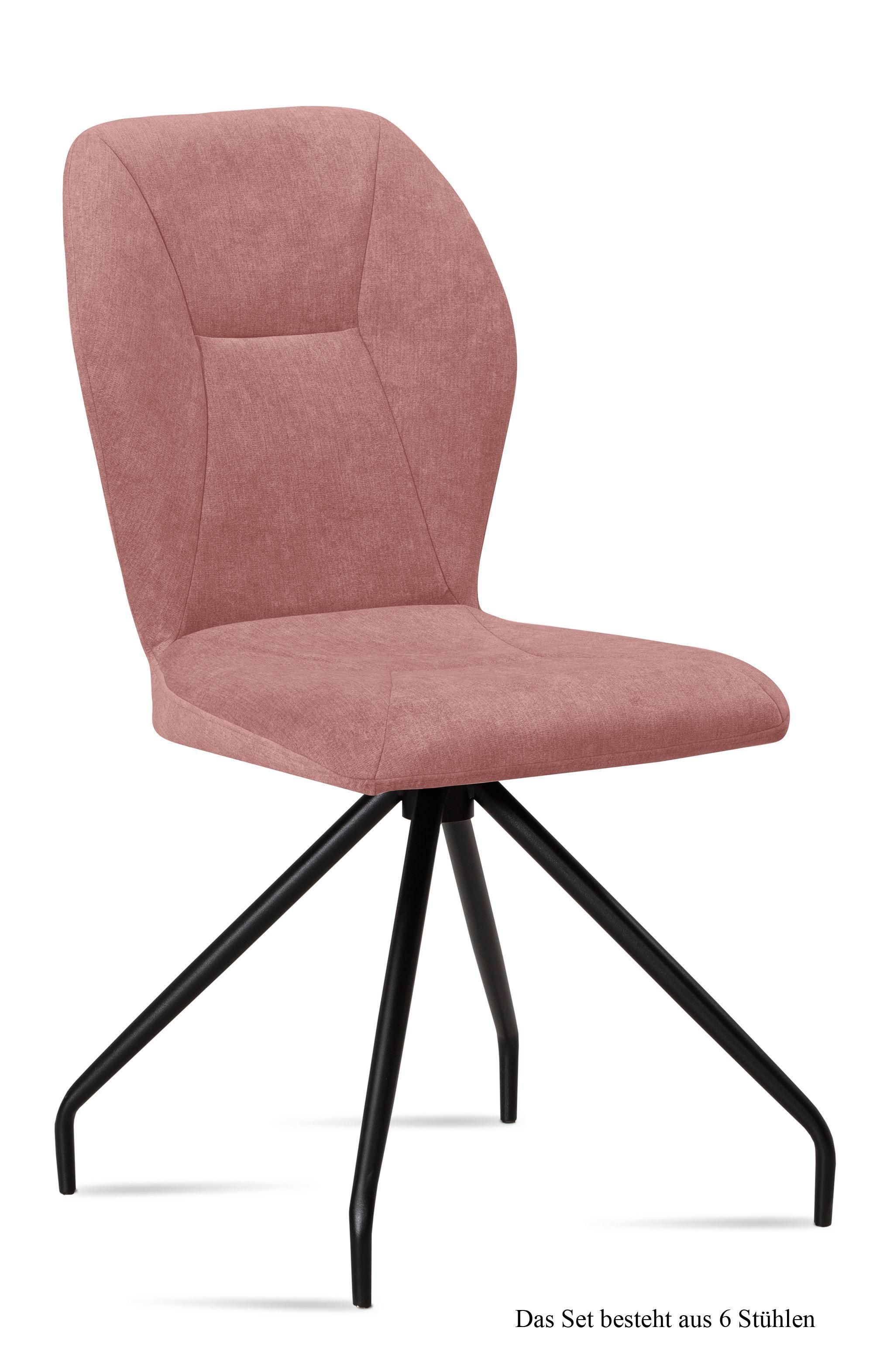 ESSZIMMERSTUHL (6er-Set) Dinnie 51x92x60 Schwarz/Rosewood - Dunkelrosa/Schwarz, Kunststoff (60/92/51cm) - 58aufmkessel