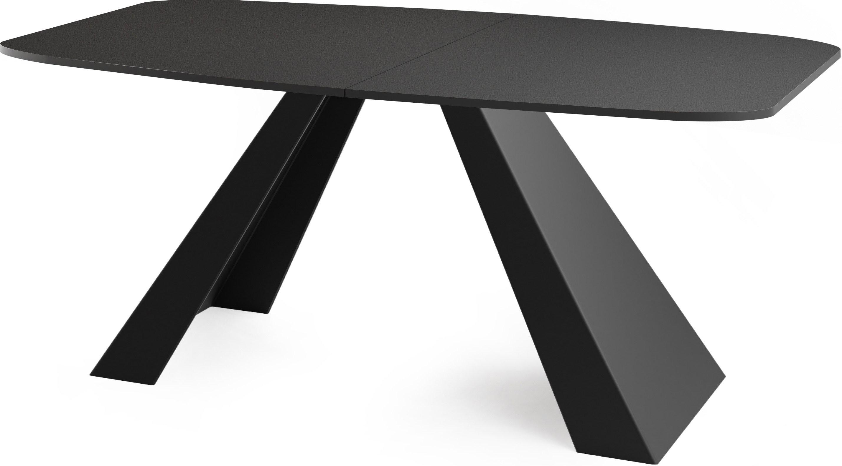 ESSTISCH Monte rechteckig ausziehbar, Schwarz 160-200/80/76 cm - Schwarz, Holzwerkstoff/Metall (80/198/76cm) - WFL GROUP