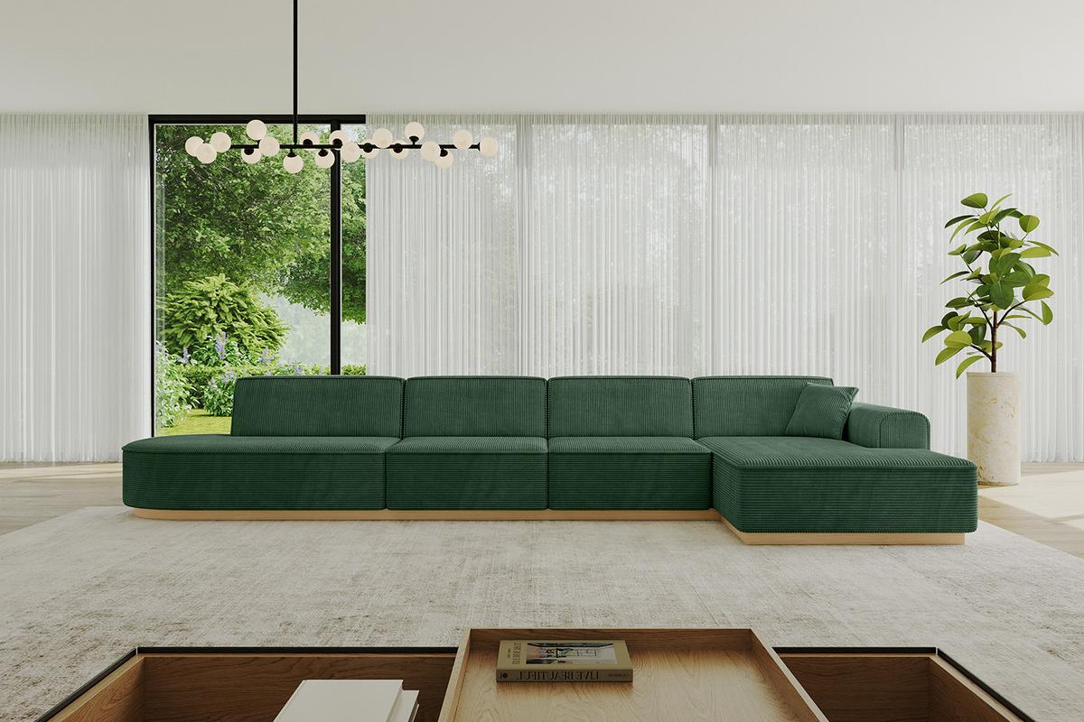 ECKSOFA Ottomane Rechts IREA-L3-v2 - 412x165x80 cm Grün - Currygelb, Holzwerkstoff/Textil (412/165cm) - ALTDECOR