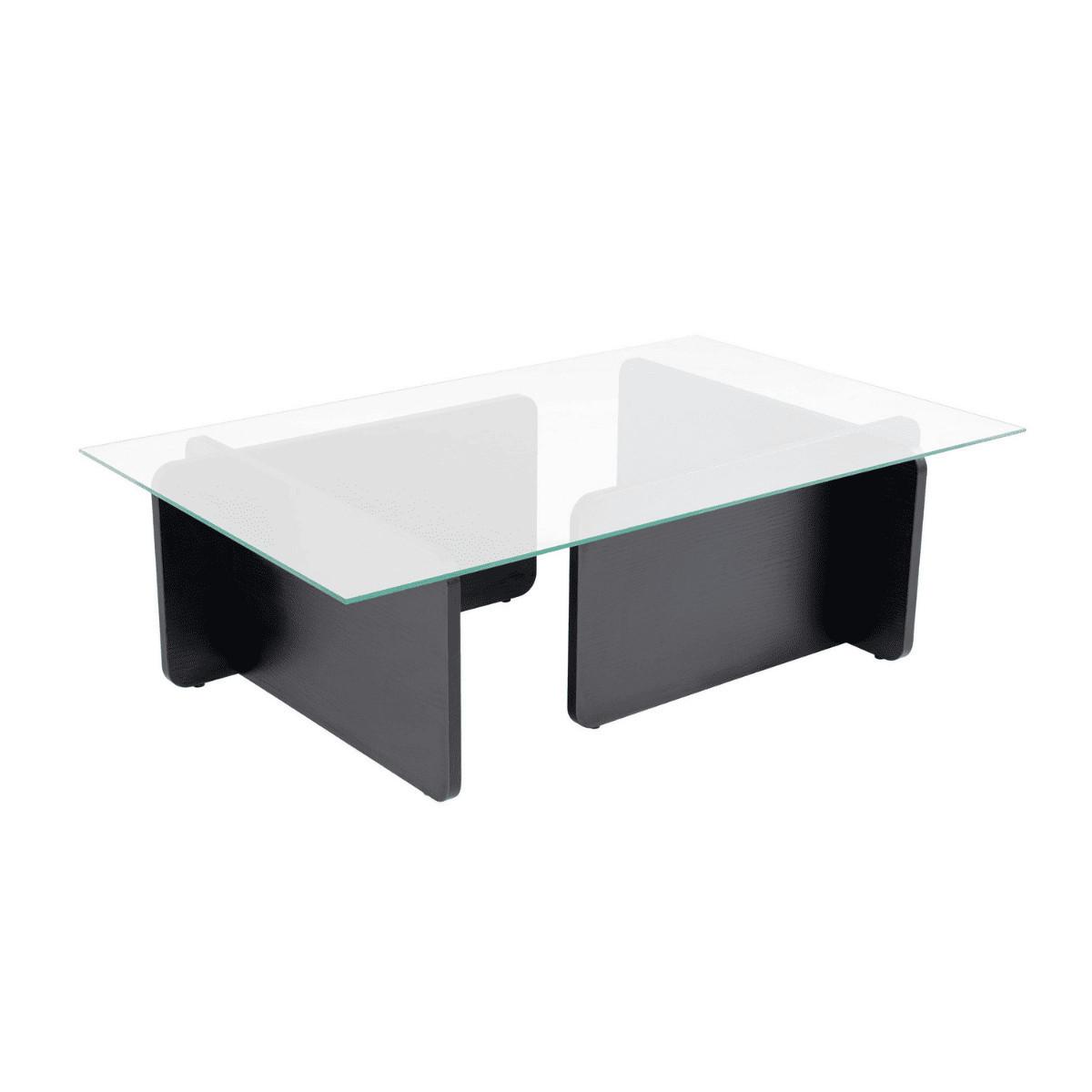 COUCHTISCH mit Tischplatte aus gehärtetem Glas 105/65/30 cm - Eichefarben, Holzwerkstoff (110/65/30cm) - Calicosy